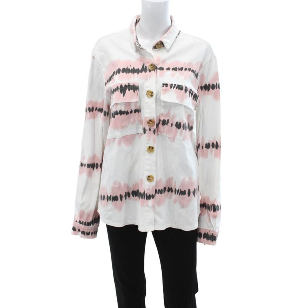 Johanna Paris Womens Collared Black Button-Up Long Sleeve Cotton Size S